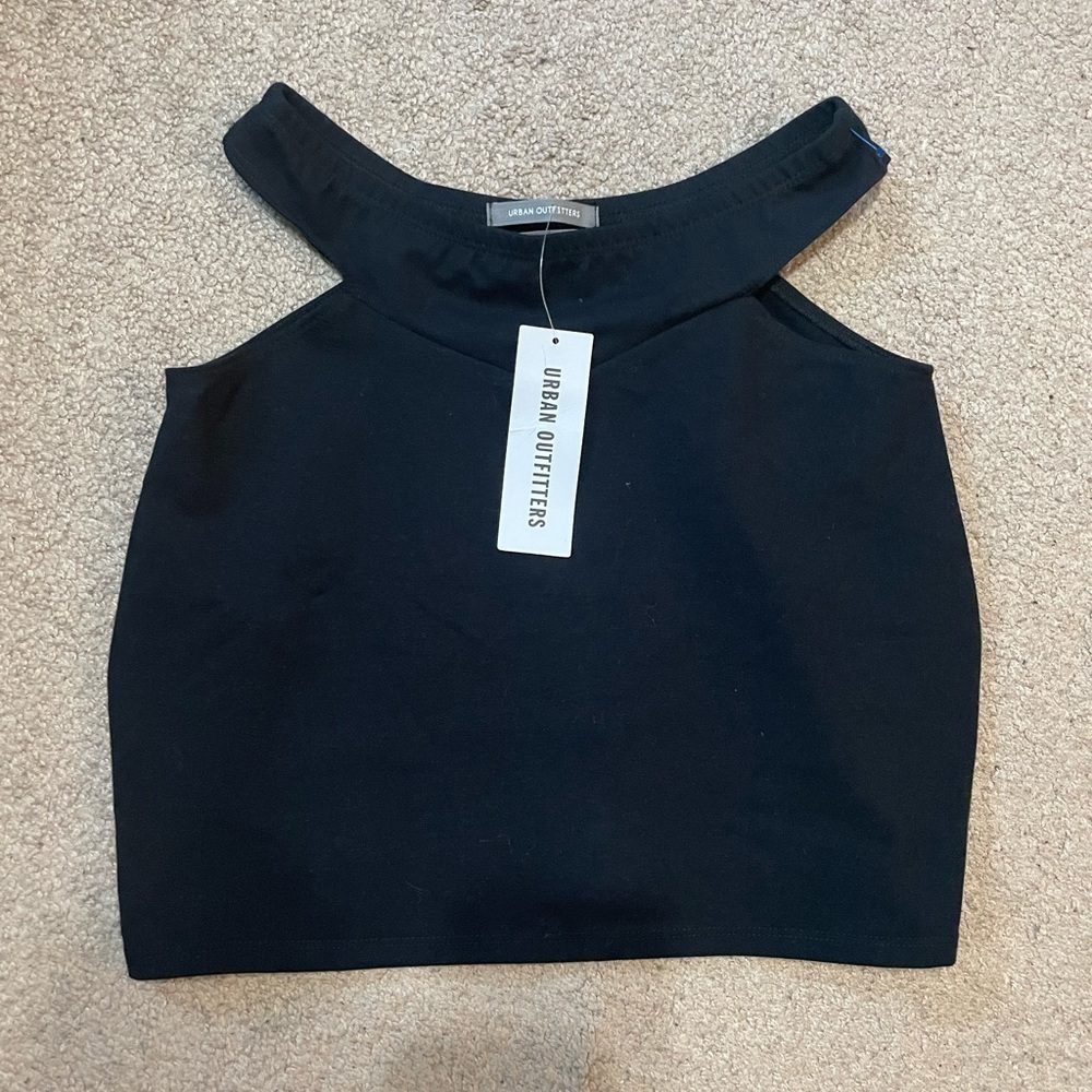 Urban outfitters black shoulders out cropped tank top size small NWT